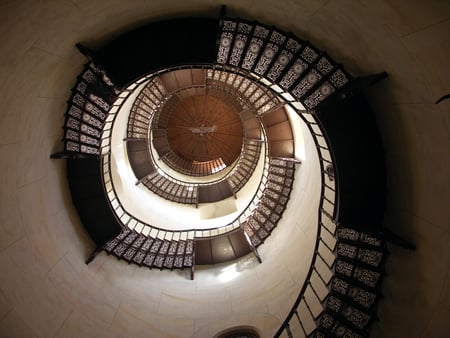 Spiral Staircase - architecture, building, staircase, spiral, beautiful, iron, stairs, art