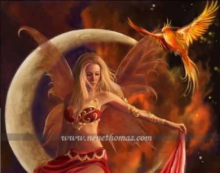 Fire moon girl - girl, moon girl, fire moon girl, fire girl