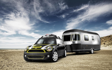 Mini Cooper And AirStream - mini, and, airstream, cars, cooper