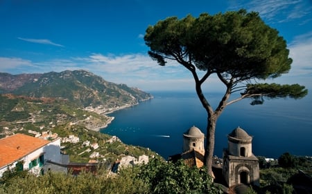 Amalfi Da Sopra Italy - ocean, buildings, tree, land