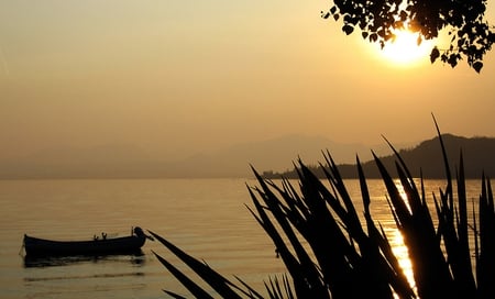 Golden Day - golden, day, sun, boat