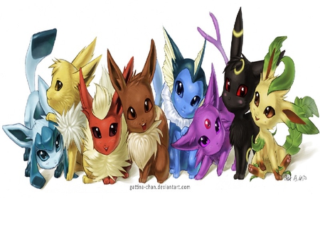 EEVEELUTION - ice, mystic, water, eevees, plants, fire, life, dark, lighting