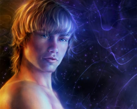 Secret Jedi - face, digital art, hd, cg, blond, smart, sexy, 3d, guy, boy