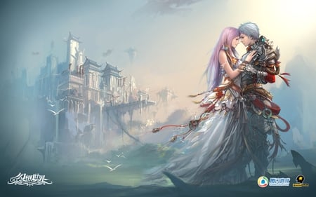 Cutest anime couple - game, cute, lovely, couple, castle