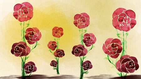 Roses in a Row - roses, firefox persona, flowers, paint, abstract