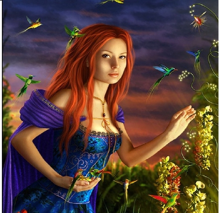 Girl and her magical garden - girl, girl and garden, girl in garden, garden