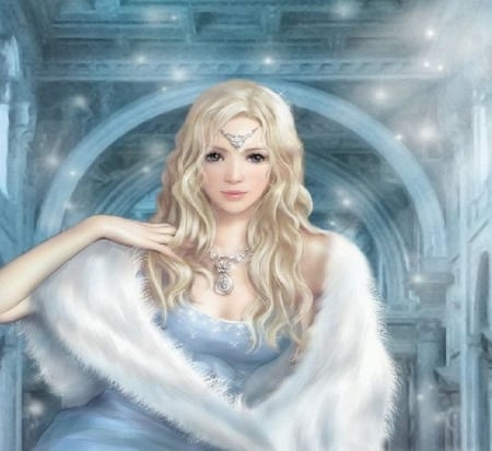 Snow princess - snow princess, princess, blue, blue princess