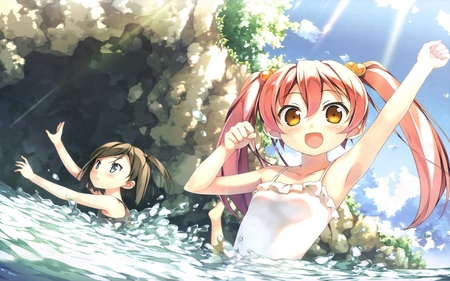 Swiming Lesson - girls, lesson, anime, swiming, 2011, new, wall