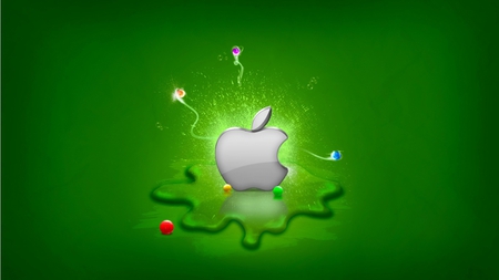 Apple Splash - computer, grey, apple, green