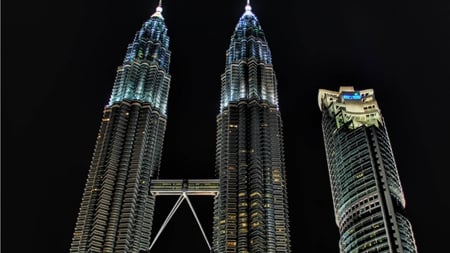 Petronas Towers Malaysia - towers, skyscraper, night, tall