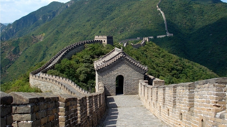 Great Wall of China - pathway, mountains, china, wall