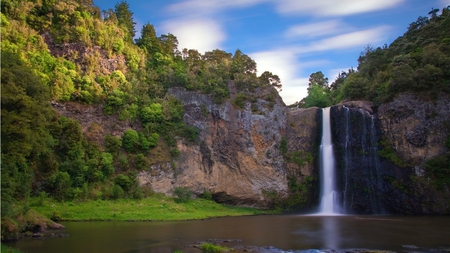 Hunua Falls - rock, trees, water, falls