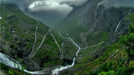 Mountain Roads - sky, cars, roads, mountain