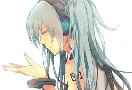 Hatsune Miku - virtual, closed eyes, miku, digital, vocaloids, song, microphone, singer, cool, headphones, awesome, vocaloid, anime, twintail, blue, cg, aqua hair, hatsune, black, cute, beautiful, girl, anime girl, white, program, aqua eyes, artistic, pretty, aqua, beauty, art, diva, nice, idol, headset, music, hatsune miku