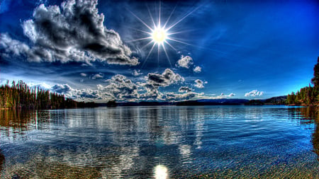 angry clouds - nature, sky, lake, clouds