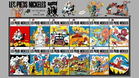 Les Pieds Nickeles from 73 to 84 - fun, comics, bd, filochard, cartoon, collage, entertainment, books, croquignol, nice, adventure, france, other, pellos, ribouldingue, louis forton, cool, comic, collages, picture, rene pellos, funny, adventures, cartoons