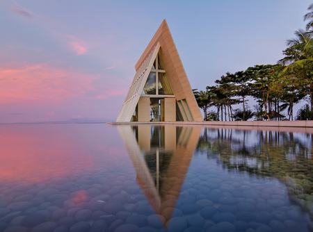 Reflection - swimming pool, resorts, bali, sunset, modern, view, reflection, summer time, holiday, building, buildings, nature, beautiful, pink, stones, sunrise, sea, beauty, sky, beach, trees, peaceful, hotel, rocks, clouds, architecture, tree, house, resort, ocean, palm trees, houses, summer, lovely, luxury, splendor, colors