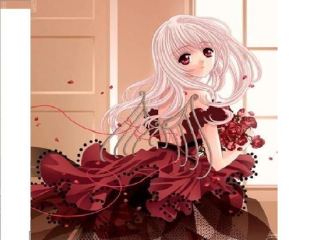 cute Anime in red dress - cute anime, girl, red dress angel, anime girl