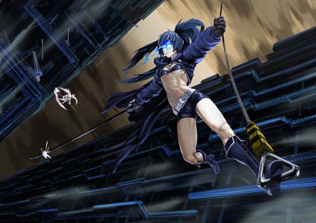 Anime - animeblackrock shooter, sword, crane, scyth, white rockshooter