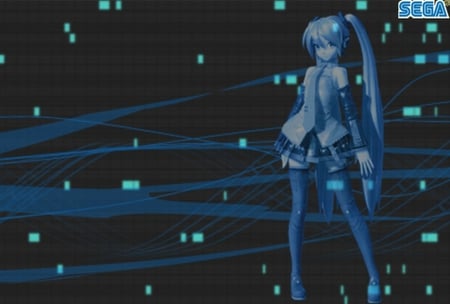 Hatsune Miku - aqua, hot, headset, thighhighs, music, anime girl, transparent, stockings, white, art, cool, hologram, artistic, hatsune miku, sexy, skirt, leggings, song, vocaloids, program, 3d, vocaloid, beautiful, uniform, diva, sega, beauty, nice, twintail, singer, long socks, black, virtual, pretty, idol, anime, miku, cute, girl, boots, cg, project diva, hatsune, microphone, headphones, tie, awesome, digital, gray, outfit