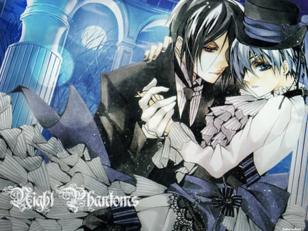 Night Phantoms - moon, night, sebastian, kuroshitsuji, full, phantomhive, anime, phantom, demon, lolita, ciel