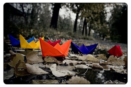 Paper Boats..... - boats, fun, childhood, colourful