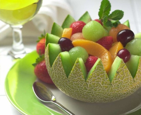 Dessert fruit ! - beautifully arranged, summer, refreshing, appetizing, natural, colorful, fresh, recommended, cold, dessert, fruits, vitamins, taste exelent