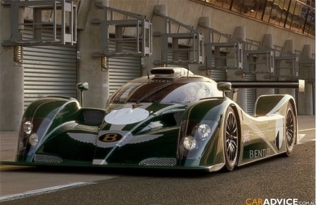 bentley race car - british racing green, single seater, le mans, mid engine, race modified