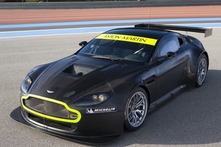 aston martin - black, race track, race car, race modified