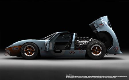 gt40 - orange, race car, mid engine, blue