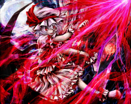 Remilia Scarlet - anime girl, hot, dress, cool, red eyes, short hair, badass, touhou, awesome, wicked, cute, remilia scarlet, sexy