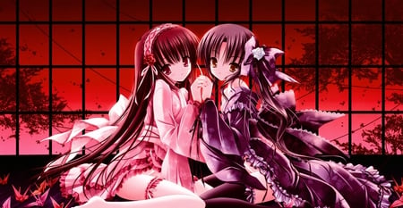 Together 4 Ever - girls, hot, together, anime, sisters, dress