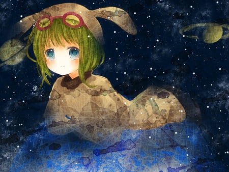 little Gumi - gumi, cute, snow, green