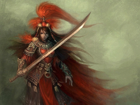 Royal Guard - beauty, hot, badass, wicked, fantasy, armor, blade, brown hair, cool, pretty, sword, cute, sexy, beautifulfighter, girl, warrior, long hair, stunning, weapon, awesome