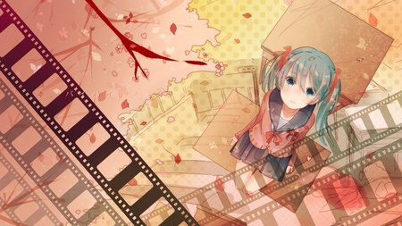 Miku Movie - fall, movie, miku, schoolgirl