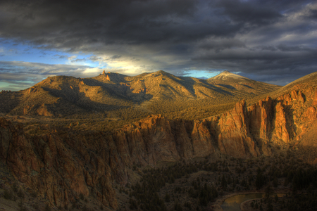 Smith Rock - canyon, oregon, river, sunset, hdr