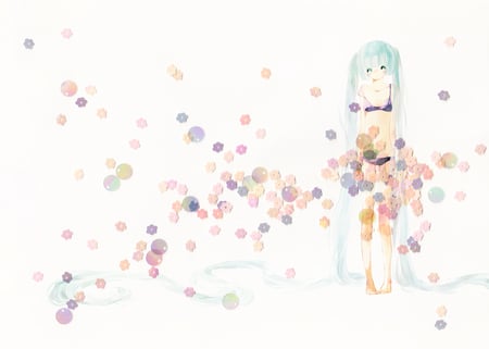 Flowers - flowers, cute, hatsune miku, vocaloid