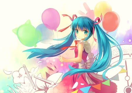 Balloon - cute, hatsune miku, vocaloid, baloon