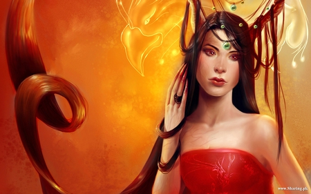 Demon Princess - pretty, female, dress, girl, beauty, lovely, cg, digital painting, fantasy, alexandra knickel, hd, princess, art