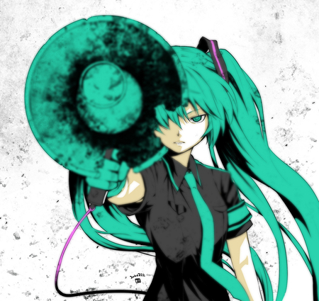 Hatsune Miku - cool, vocaloid, project, anime, twintails, anime girl, girl, diva, megaphone, tie, sexy, gloves, hatsune miku