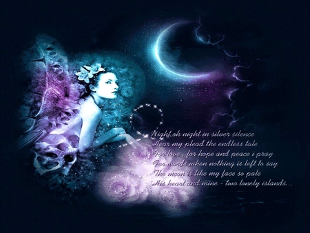 STARRY NIGHT FAIRY MOON - moon, stars, poem, night, fairy