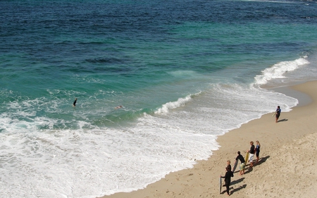 Down at the Beach - sand, ocean, water, people