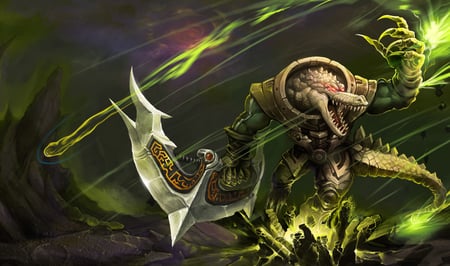 Renecton Galactic - predator, blade, scale, armor, galactic, alien, lol, league of legends, green, reptile, renekton