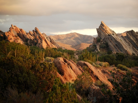 Mountains at Sunset - layers, mountains, rocks, sunset