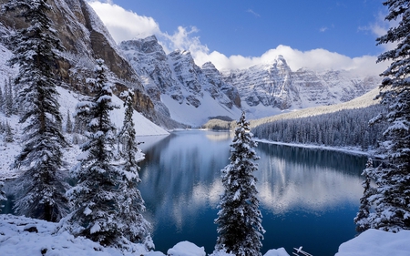 Winter Lake - lake, winter, mountain, new