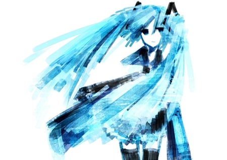 Hatsune Miku - aqua, music, thighhighs, anime girl, white, art, cool, aqua eyes, artistic, hatsune miku, skirt, song, vocaloids, program, vocaloid, beautiful, uniform, diva, nice, beauty, twintail, singer, aqua hair, black, virtual, pretty, idol, anime, miku, cute, girl, cg, hatsune, blue, tie, digital, awesome, outfit