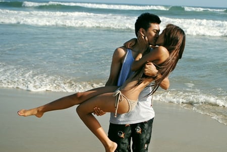 Lets go to the beach! - smile, beach, woman, lover, man