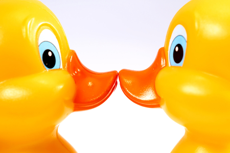 Sweet kiss for Heike ;) - rubber, childhood, sunny, spirit, forever, special, bath, sunshine, sweet, time, sisters, kiss, ducks, animals