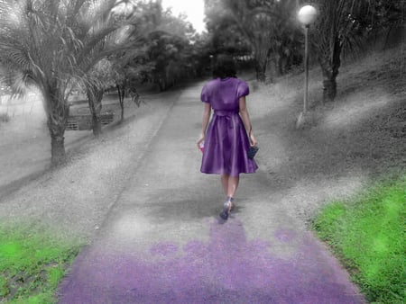 Pursuing my Purple Dreams...... - dreams, purple, girl, green grass