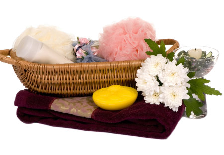 lovely basket - flowers, lovely, basket, still life, spa elements